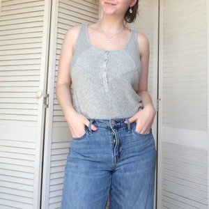 Soft grey razor back tank top